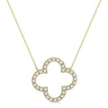 1 Ctw Clover Round Cut Diamond Pendant With Chain in 14K Yellow Gold