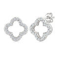 1/6 Ctw Petite Clover Round Cut Diamond Fashion Stud Earrings in 10K White Gold