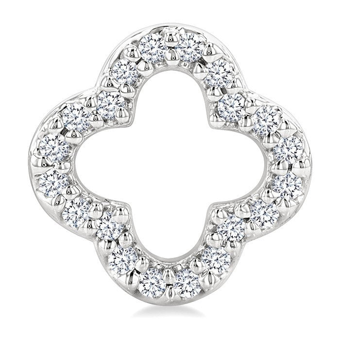 1/6 Ctw Petite Clover Round Cut Diamond Fashion Stud Earrings in 10K White Gold