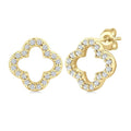 1/6 Ctw Petite Clover Round Cut Diamond Fashion Stud Earrings in 10K Yellow Gold