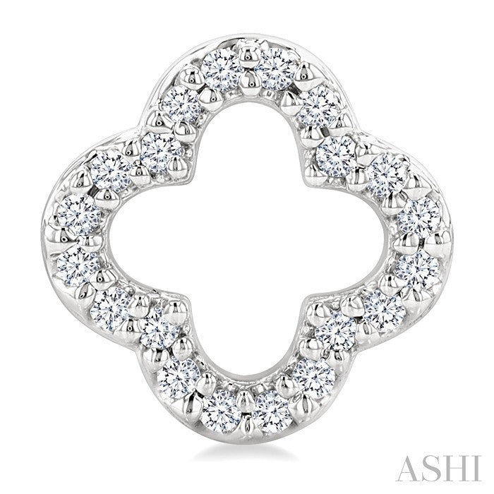 1/6 Ctw Petite Clover Round Cut Diamond Fashion Stud Earrings in 10K White Gold