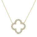 1/2 Ctw Clover Round Cut Diamond Pendant With Chain in 14K Yellow Gold