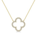 1/4 Ctw Clover Round Cut Diamond Pendant With Chain in 14K Yellow Gold