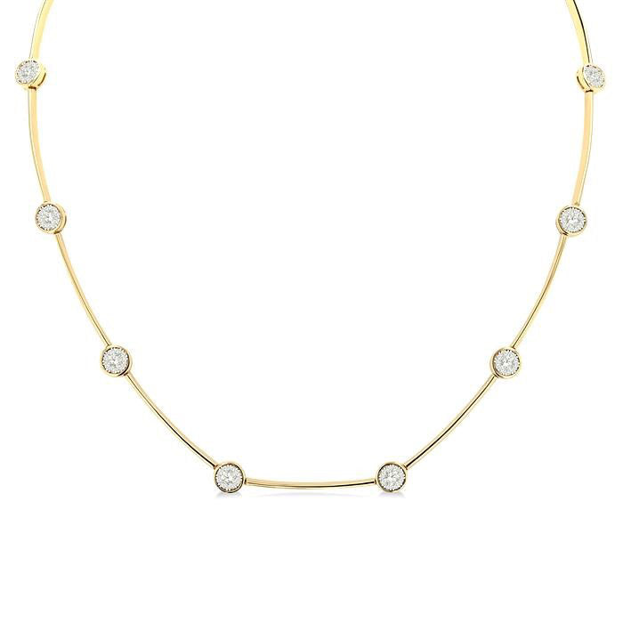 Round Shape Bar Link Shine Bright Diamond Necklace