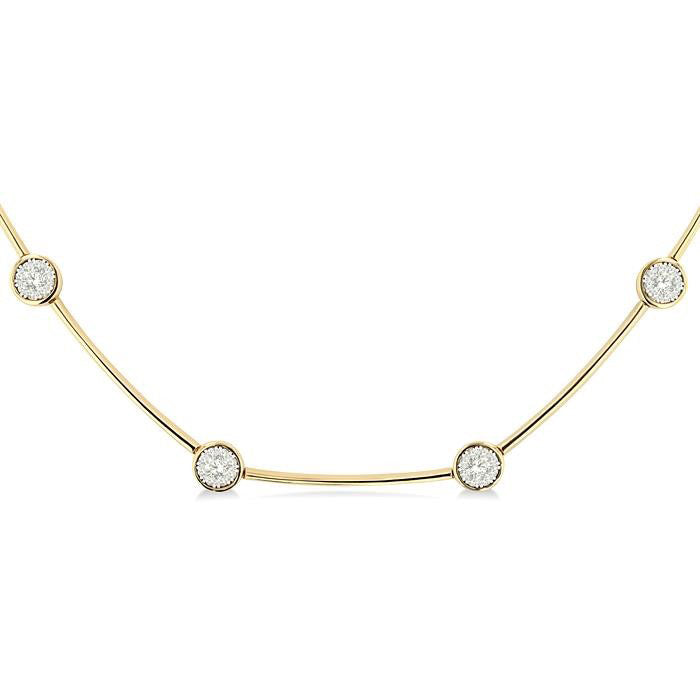 Round Shape Bar Link Shine Bright Diamond Necklace
