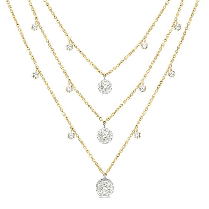 Round Shape Shine Bright Diamond Layered Necklace