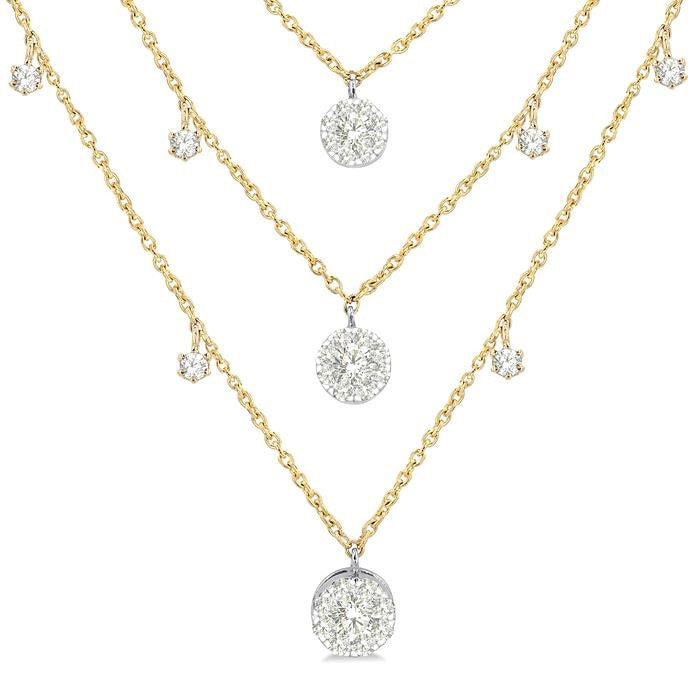 Round Shape Shine Bright Diamond Layered Necklace