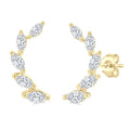 1/2 Ctw Graduated Marquise Cut Diamond Fashion Ear Climbers in 14K Yellow Gold