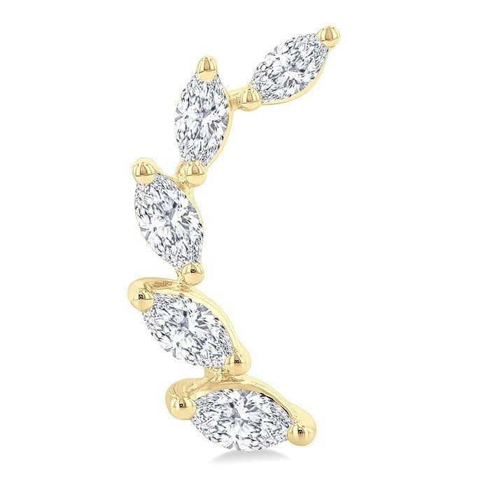 1/2 Ctw Graduated Marquise Cut Diamond Fashion Ear Climbers in 14K Yellow Gold