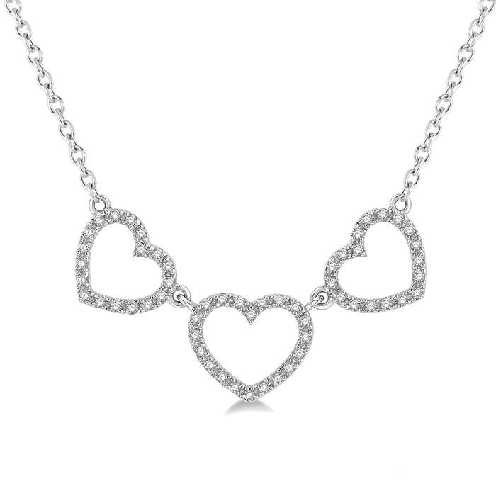 Tri Heart Shape Diamond Necklace