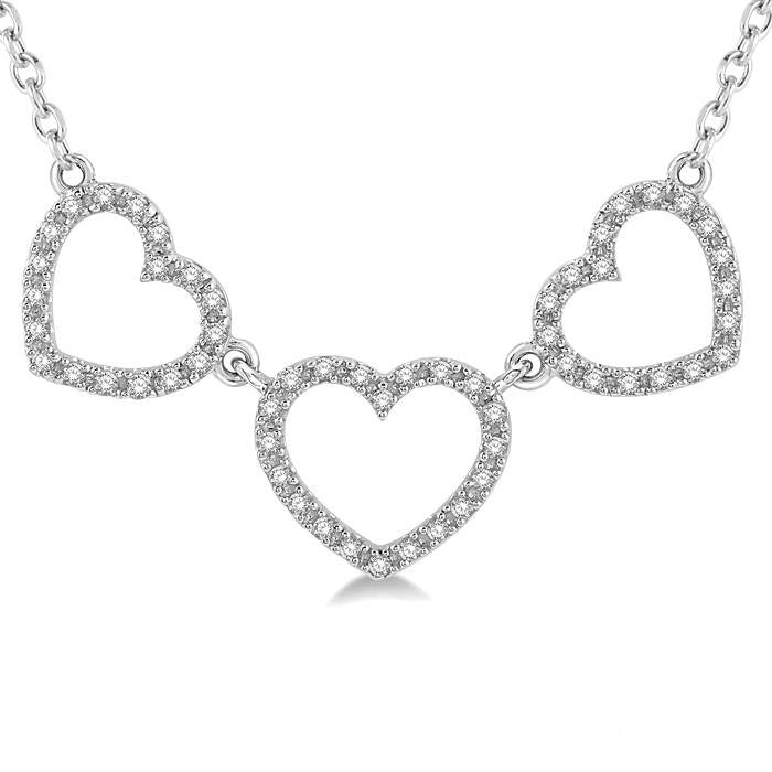 Tri Heart Shape Diamond Necklace