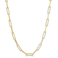 2 Ctw Round Cut Diamond Paperclip Link Necklace in 14K Yellow Gold