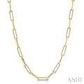 2 Ctw Round Cut Diamond Paperclip Link Necklace in 14K Yellow Gold