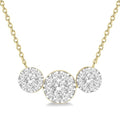 1 Ctw 3-Stone Shine Bright Round Cut Diamond Necklace in 14K Yellow and White Gold