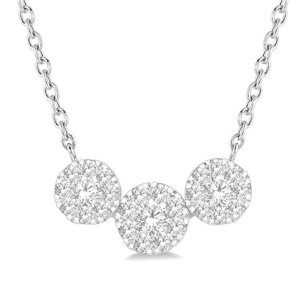1/2 Ctw 3-Stone Shine Bright Round Cut Diamond Necklace in 14K White Gold