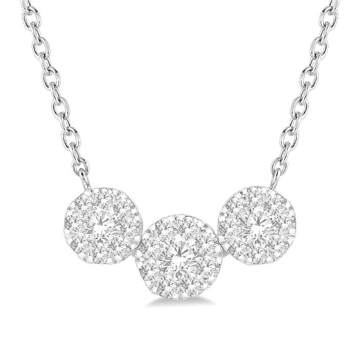 Delphine Ulyssa Round Shape Past Present & Future Shine Bright Essential Diamond Necklace