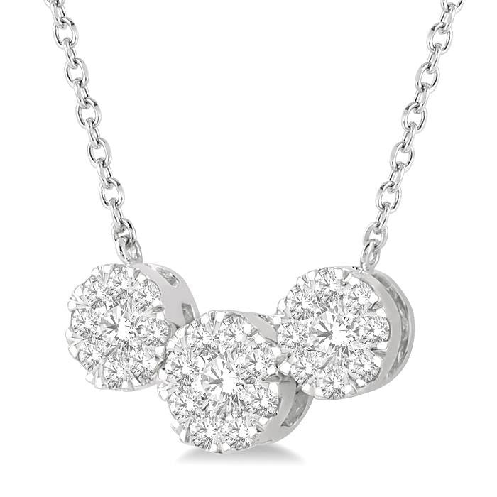 Delphine Ulyssa Round Shape Past Present & Future Shine Bright Essential Diamond Necklace