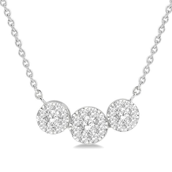 Zinnia Dahlia Round Shape Past Present & Future Shine Bright Essential Diamond Necklace