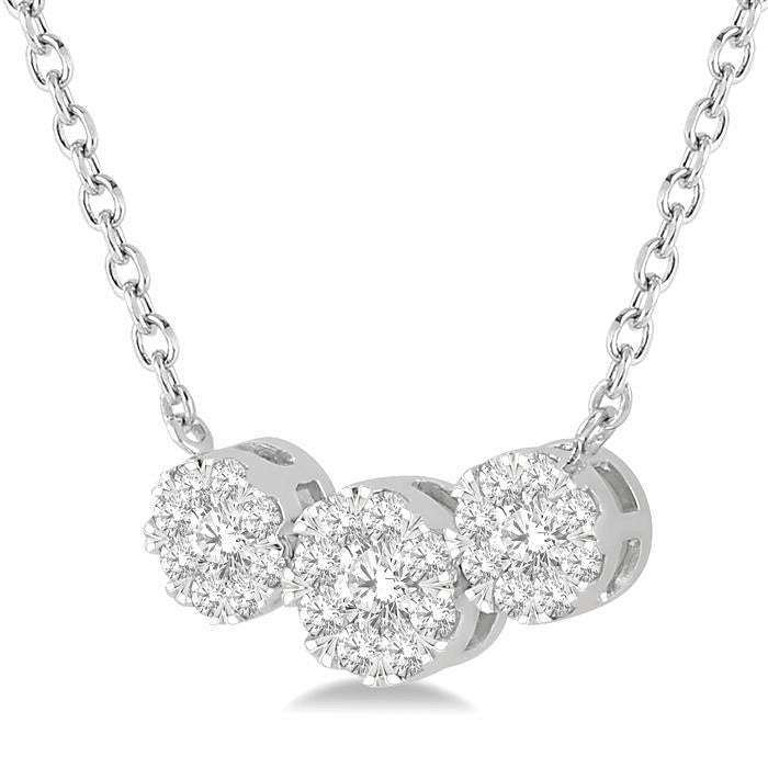 Zinnia Dahlia Round Shape Past Present & Future Shine Bright Essential Diamond Necklace