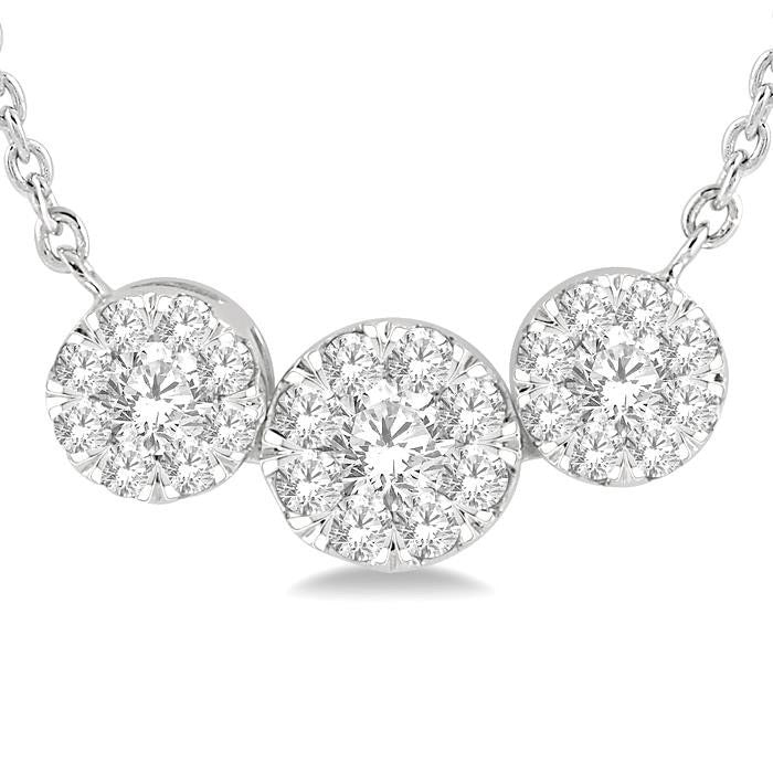 Zinnia Dahlia Round Shape Past Present & Future Shine Bright Essential Diamond Necklace