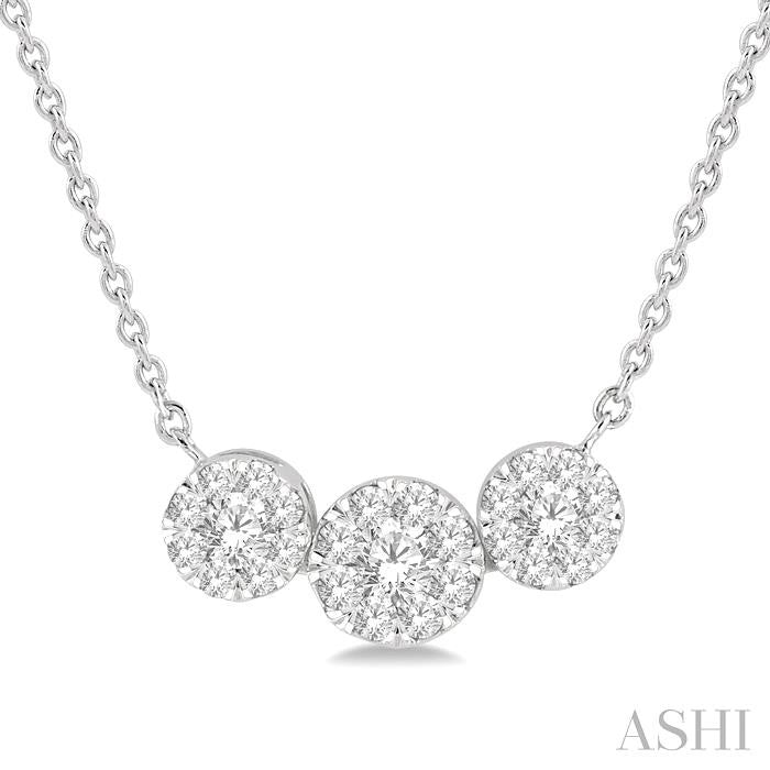 1/3 Ctw 3-Stone Shine Bright Round Cut Diamond Necklace in 14K White Gold