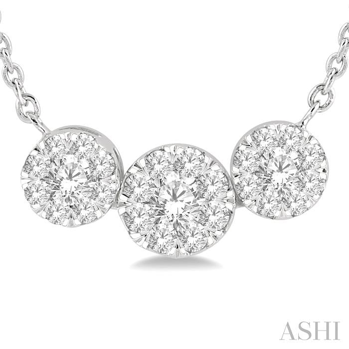 1/3 Ctw 3-Stone Shine Bright Round Cut Diamond Necklace in 14K White Gold