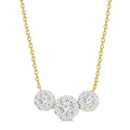 3/4 Ctw 3-Stone Shine Bright Round Cut Diamond Necklace in 14K Yellow and White Gold