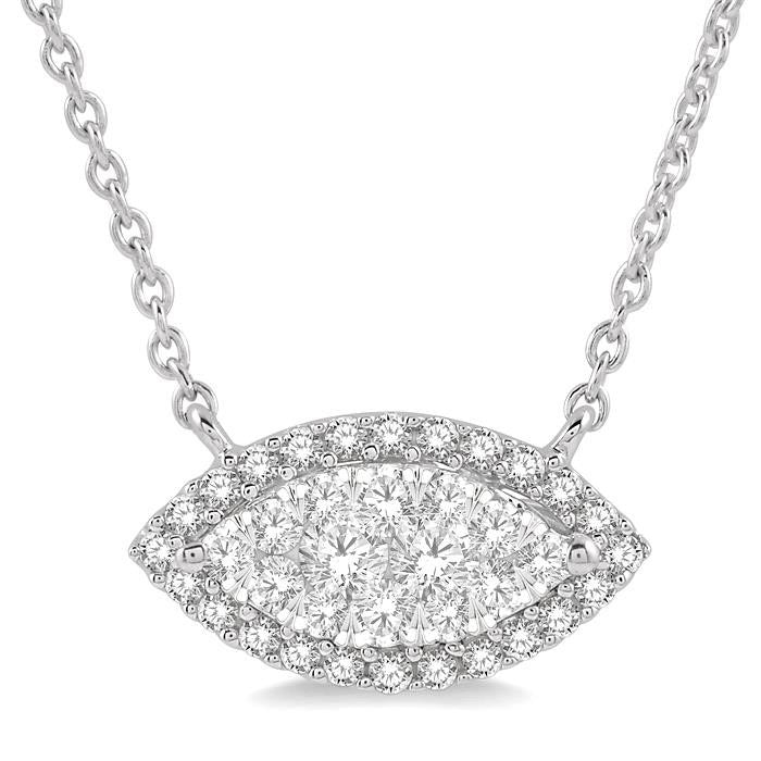 Marquise Shape East-West Halo Shine Bright Essential Diamond Pendant