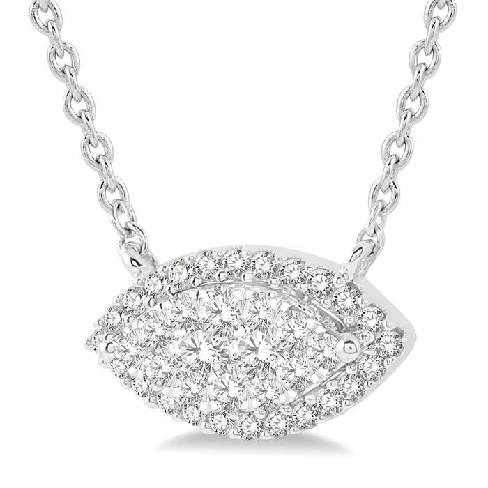 Marquise Shape East-West Halo Shine Bright Essential Diamond Pendant