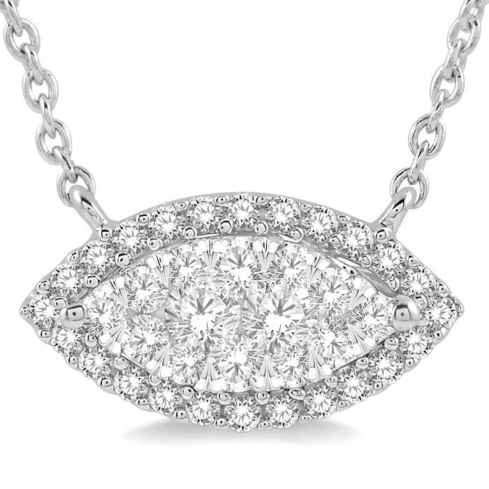 Marquise Shape East-West Halo Shine Bright Essential Diamond Pendant