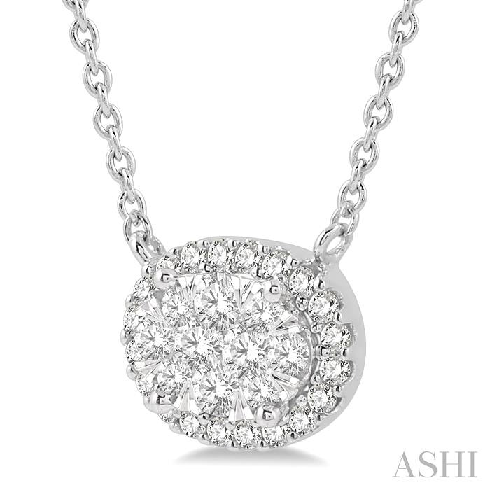 1 Ctw Oval Shape Round Cut Diamond Shine Bright Pendant With Chain in 14K White Gold