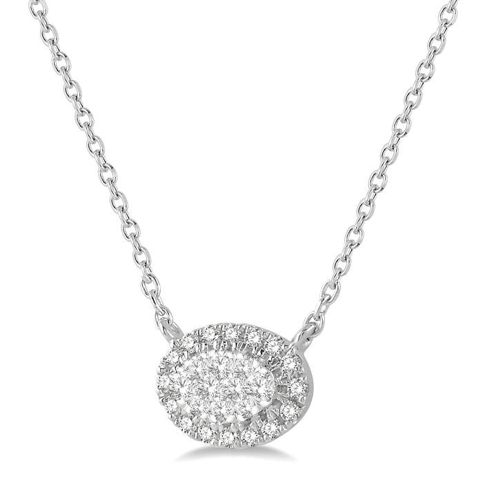 1/2 Ctw Oval Shape Round Cut Diamond Shine Bright Pendant With Chain in 14K White Gold