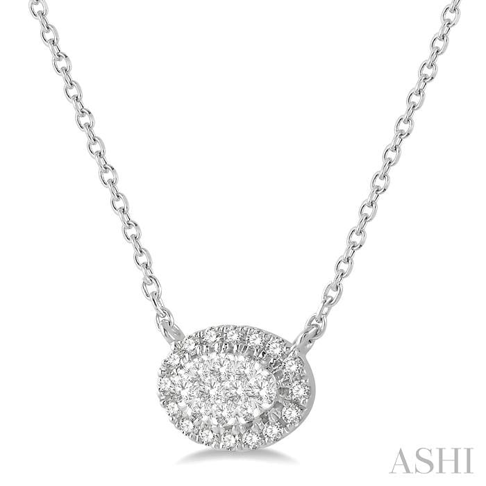 1/2 Ctw Oval Shape Round Cut Diamond Shine Bright Pendant With Chain in 14K White Gold