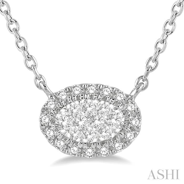 1/2 Ctw Oval Shape Round Cut Diamond Shine Bright Pendant With Chain in 14K White Gold