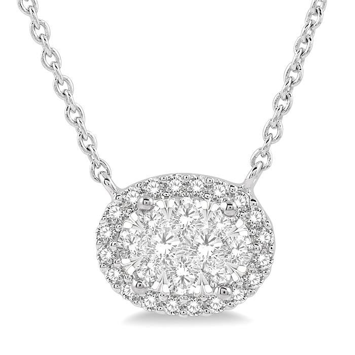 Fable Cinder Oval Shape East-West Halo Shine Bright Essential Diamond Pendant