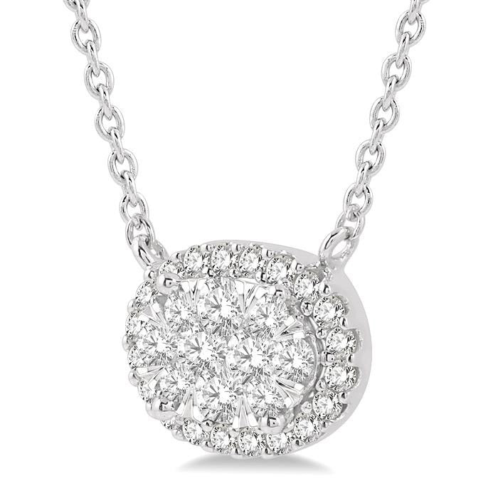 Fable Cinder Oval Shape East-West Halo Shine Bright Essential Diamond Pendant