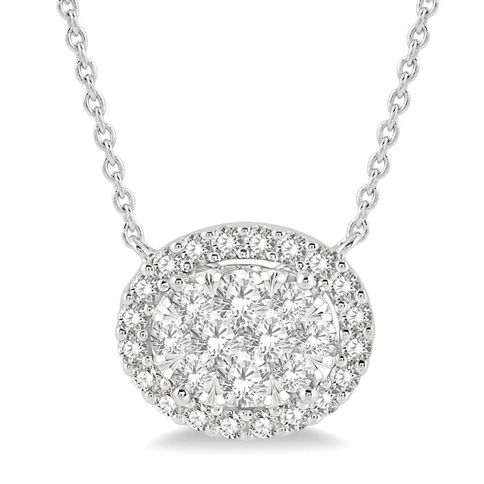 Rill Thalia Oval Shape East-West Halo Shine Bright Essential Diamond Pendant