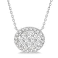 3/4 Ctw Oval Shape Round Cut Diamond Shine Bright Pendant With Chain in 14K White Gold