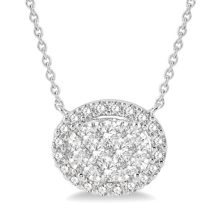 Sonata Riviera Oval Shape East-West Halo Shine Bright Essential Diamond Pendant