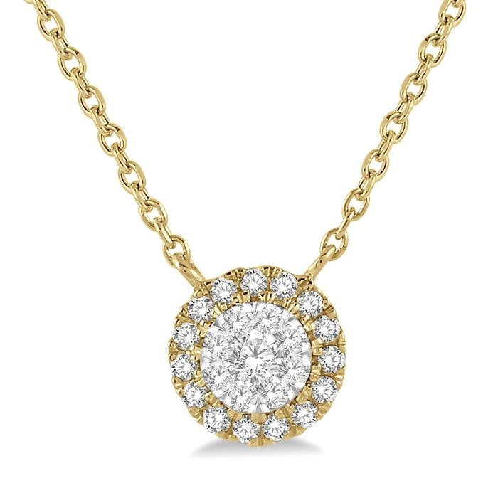 1/6 Ctw Circular Round Cut Diamond Shine Bright Pendant With Chain in 14K Yellow and White Gold
