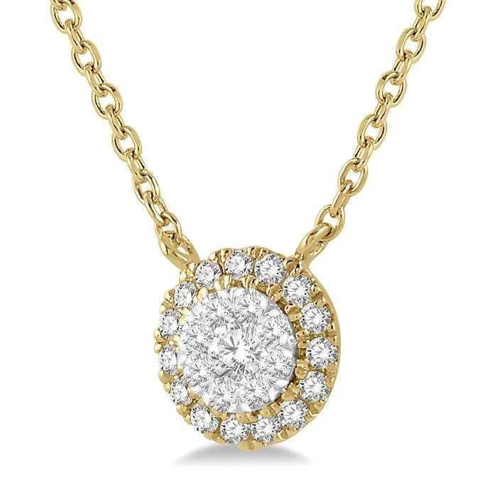 1/6 Ctw Circular Round Cut Diamond Shine Bright Pendant With Chain in 14K Yellow and White Gold