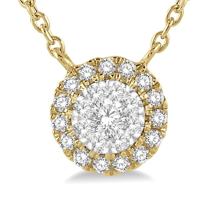 1/6 Ctw Circular Round Cut Diamond Shine Bright Pendant With Chain in 14K Yellow and White Gold