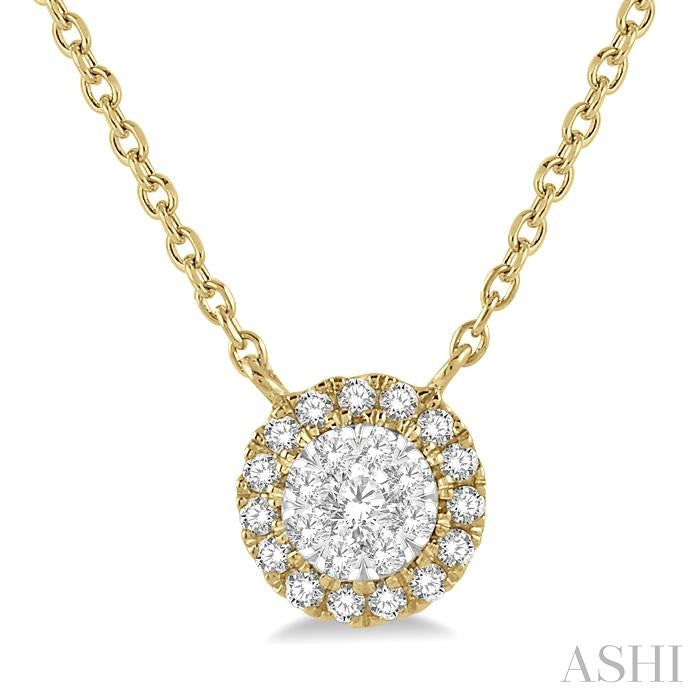 1/6 Ctw Circular Round Cut Diamond Shine Bright Pendant With Chain in 14K Yellow and White Gold