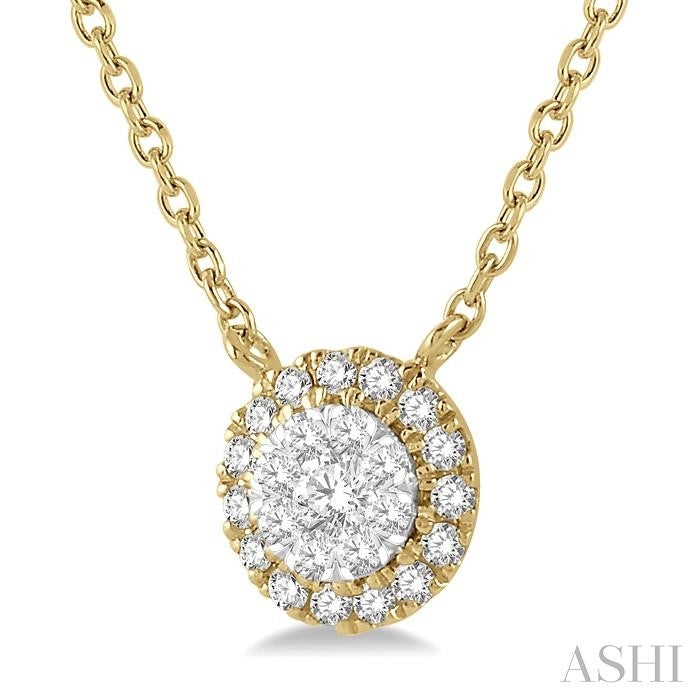 1/6 Ctw Circular Round Cut Diamond Shine Bright Pendant With Chain in 14K Yellow and White Gold