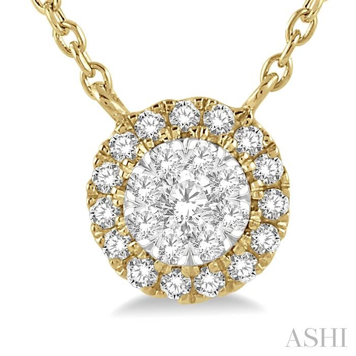 1/6 Ctw Circular Round Cut Diamond Shine Bright Pendant With Chain in 14K Yellow and White Gold