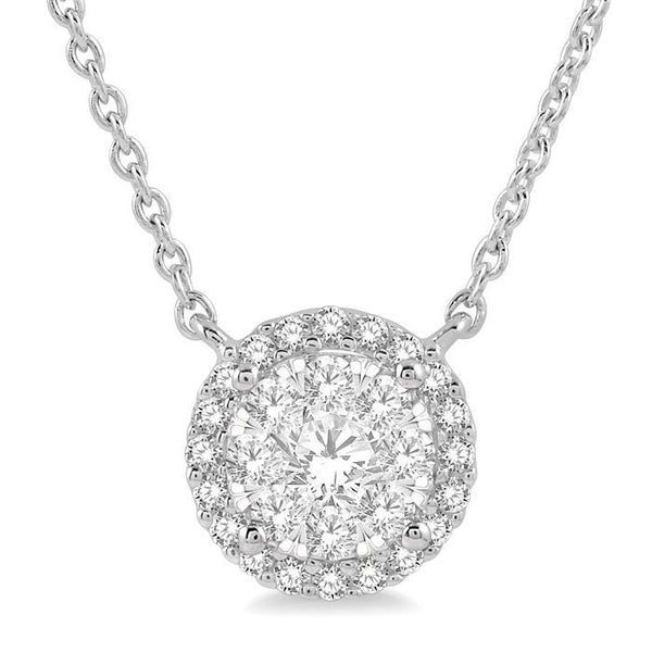 1 Ctw Circular Round Cut Diamond Shine Bright Pendant With Chain in 14K White Gold