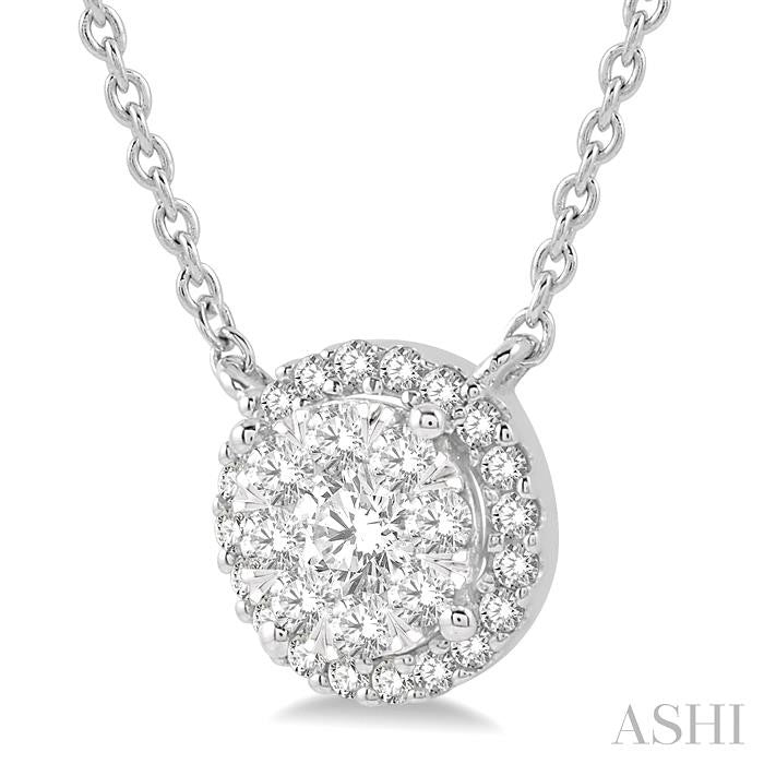 1 Ctw Circular Round Cut Diamond Shine Bright Pendant With Chain in 14K White Gold