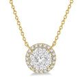 1/2 Ctw Circular Round Cut Diamond Shine Bright Pendant With Chain in 14K Yellow and White Gold