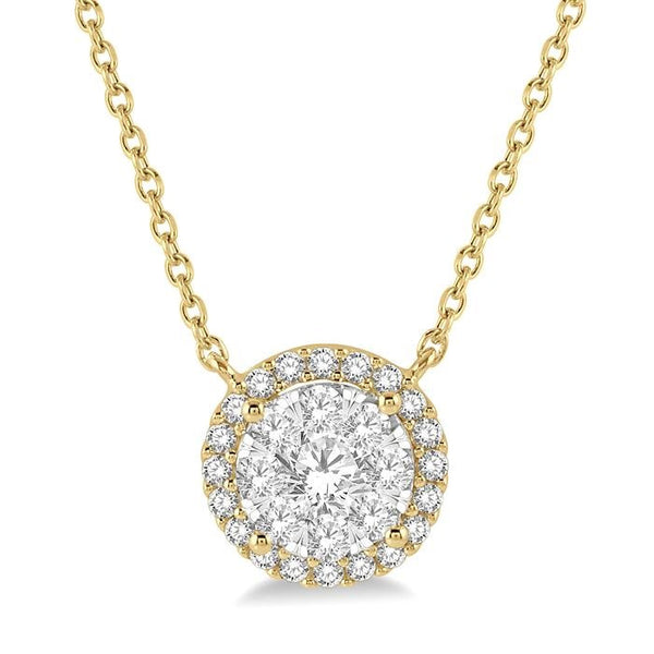 1/2 Ctw Circular Round Cut Diamond Shine Bright Pendant With Chain in 14K Yellow and White Gold