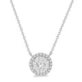 1/2 Ctw Circular Round Cut Diamond Shine Bright Pendant With Chain in 14K White Gold